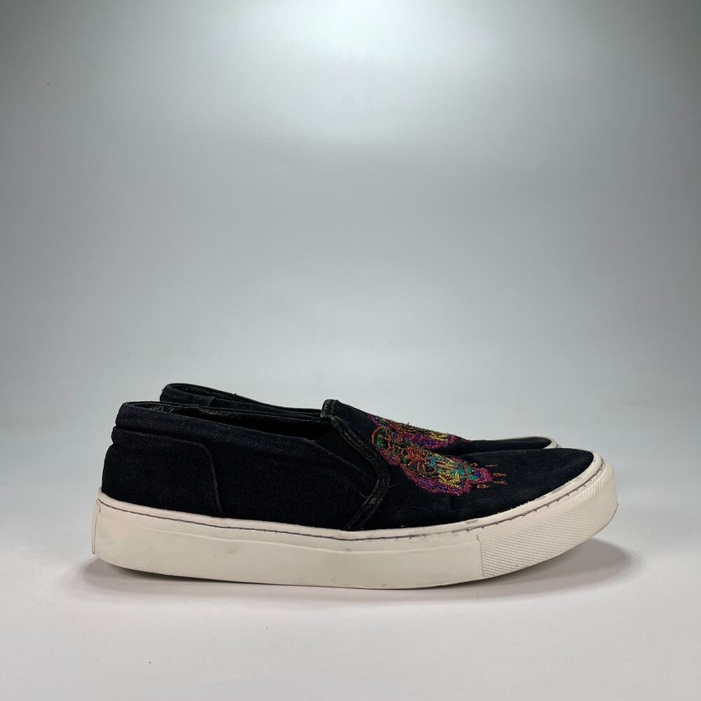 Kenzo K-Skate Black Slip On Tiger Head Embroidered Shoes Women's Size 7.5 EU 38